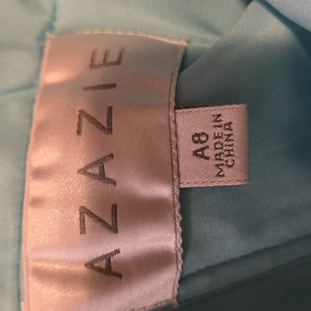 Azazie Blue Ruched Strapless Sundress for Weddings - Picture 2 of 4